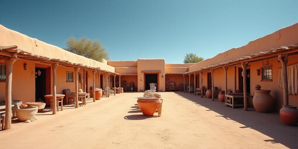 Wide view of a desert textile studio
